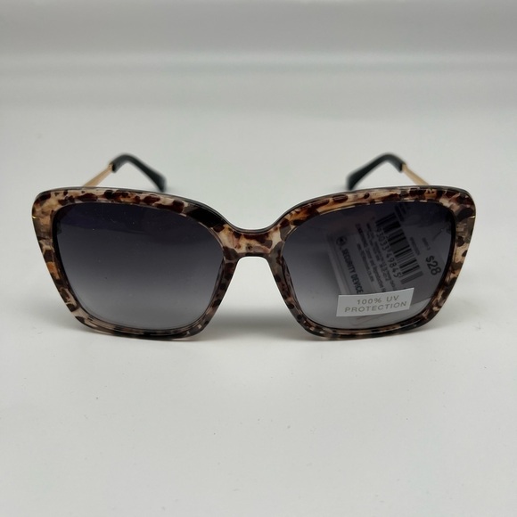 MIXIT‎ Square Cheetah Print Gold Wire Single Bridge Black Temple Tips Sunglasses - Picture 1 of 4